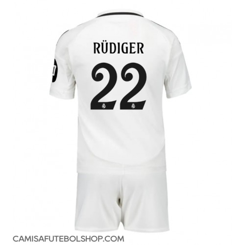 Camisa de time de futebol Real Madrid Antonio Rudiger #22 Replicas 1º Equipamento Infantil 2024-25 Manga Curta (+ Calças curtas)